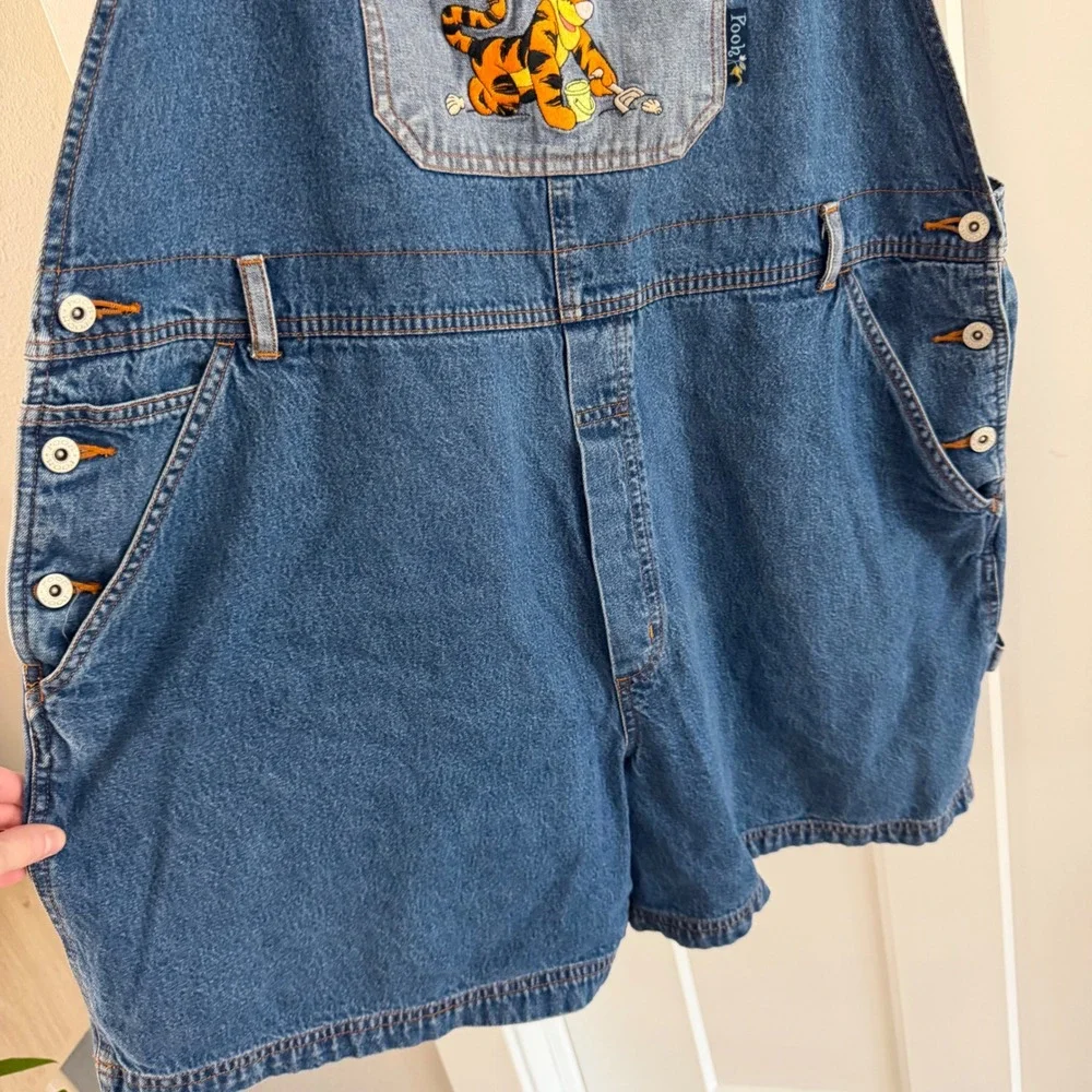 Vintage‎ Winnie the Pooh Wmns Tigger Embroidered Denim Shortalls Blue 22 Disney
